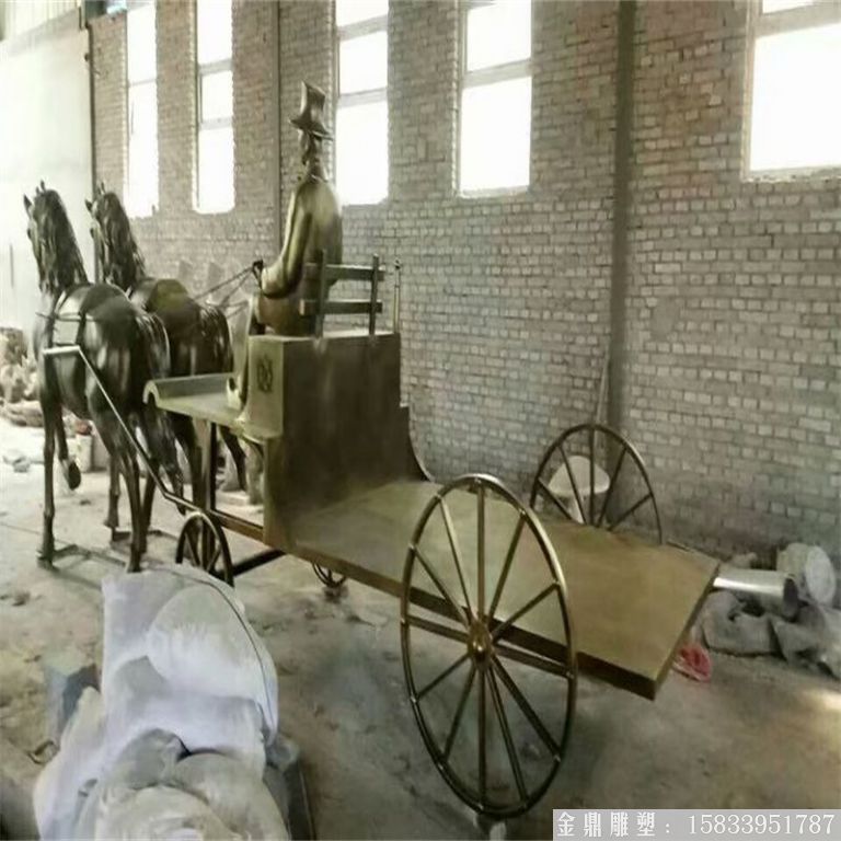 玻璃鋼仿銅馬車雕塑，馬車雕塑定做，啤酒節(jié)馬車雕塑2