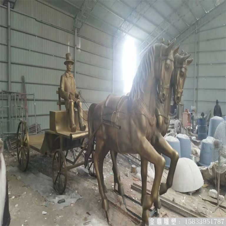 玻璃鋼仿銅馬車雕塑，馬車雕塑定做，啤酒節(jié)馬車雕塑5
