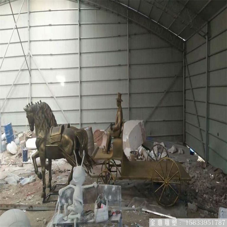玻璃鋼仿銅馬車雕塑，馬車雕塑定做，啤酒節(jié)馬車雕塑6