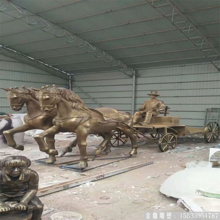 玻璃鋼仿銅馬車雕塑，馬車雕塑定做，啤酒節(jié)馬車雕塑7