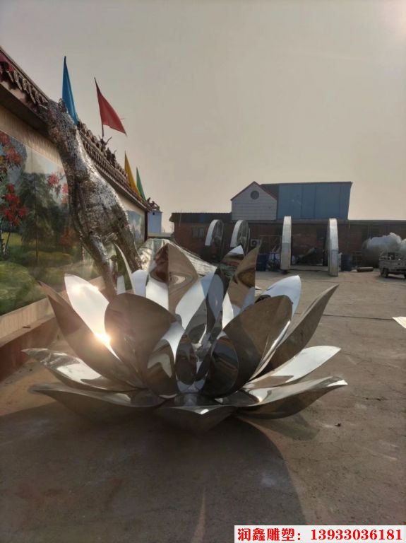 不銹鋼荷花雕塑鏡面工藝 荷花蓮花雕塑地產大型雕塑