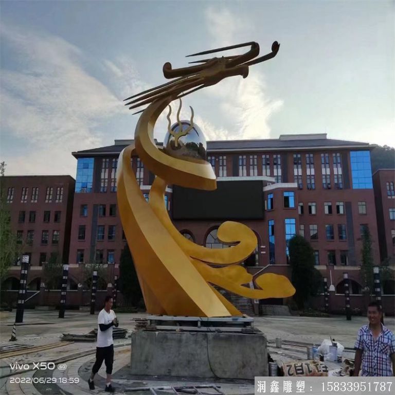 不銹鋼抽象龍雕塑景觀 廣場動物龍擺件