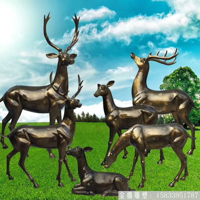 玻璃鋼仿銅鹿雕塑 廠家來圖定制