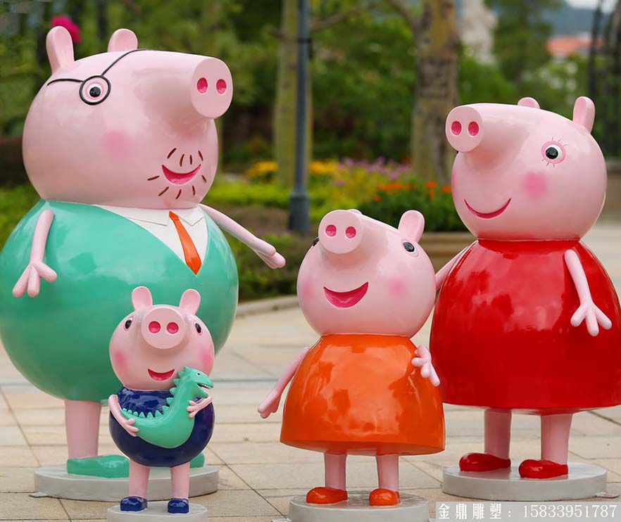 玻璃鋼小豬佩奇卡通雕塑 廠家來圖定制