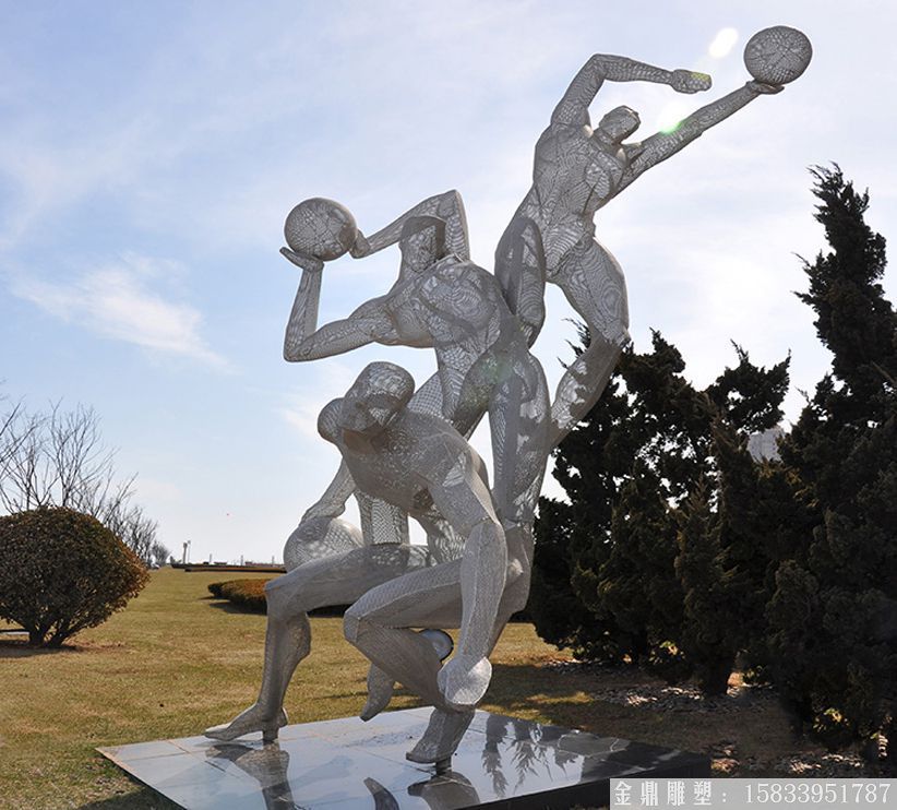 不銹鋼鏤空運動人雕塑 廠家定制