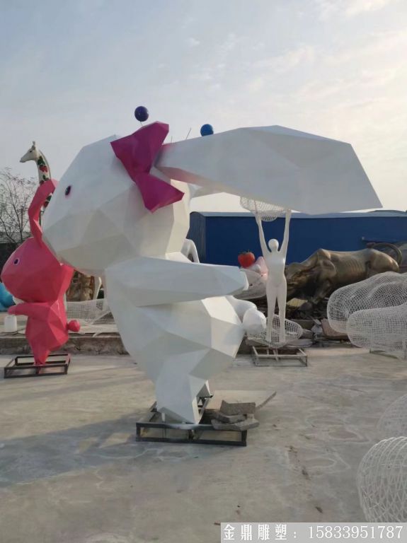 幾何面兔子雕塑 玻璃鋼切面兔子加工定制 設計